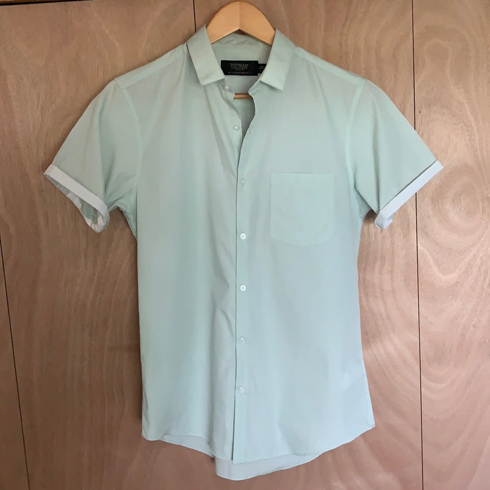 Topman Mint Short Sleeve Button Up Shirt